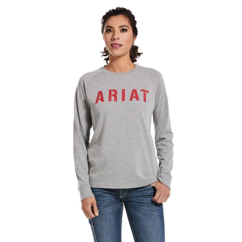 Ariat T-Shirts Damen - Rebar Cottonstrong Block Grau ( OHBAN-7895 )